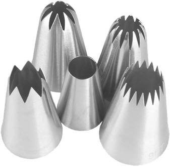 5pcs / Set Large Icing Piping Pastry Nozzle Tips Baking Tools Cakes Decoration Set Stainless Steel Nozzles Cupcake