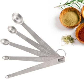 5pcs/Set Small Measuring Spoon Stainless Steel Coffee Measuring Spoons Tea Seasoning Multiple Size Measuring Spoon Kitchen Tools