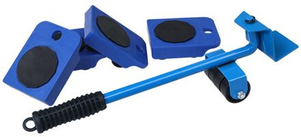 5Pcs/Setfurniture Mover Set Meubelen Mover Tool Vervoer Lifter Zware Voeders Moving Wiel Roller Bar Handgereedschap blauw