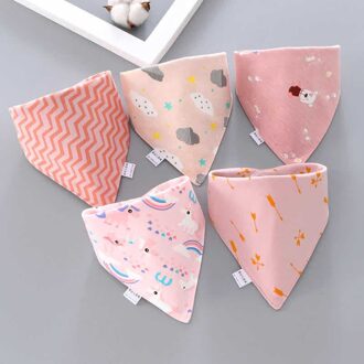 5Pcs Slabbers Driehoek Dubbele Katoen Bandana Slabbetjes Waterdichte Baby Jongens Meisjes Voeden Kiel Zuigeling Burp Doek Baby Speeksel handdoek 5stk type a