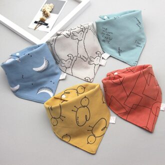 5Pcs Slabbers Driehoek Dubbele Katoen Bandana Slabbetjes Waterdichte Baby Jongens Meisjes Voeden Kiel Zuigeling Burp Doek Baby Speeksel handdoek 5stk type b
