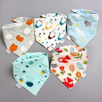 5Pcs Slabbers Driehoek Dubbele Katoen Bandana Slabbetjes Waterdichte Baby Jongens Meisjes Voeden Kiel Zuigeling Burp Doek Baby Speeksel handdoek 5stk type c