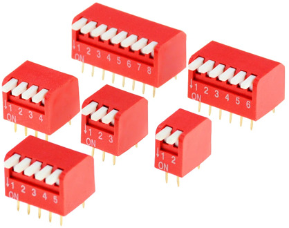 5PCS Slide Type Lateral Switch Module 2P 3P 4P 5P 6P 8P Bit 2.54mm Position Way DIP Red Pitch Toggle Switch Snap Switch
