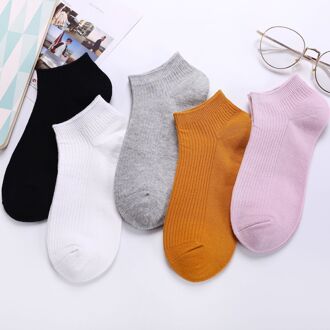 5Pcs Sokken Vrouwelijke Onzichtbare Zomer Non-Slip Comfortabele Ademend Katoen Slipper Kleur Boot Sokken Vrouwen Siliconen gemengd kleuren