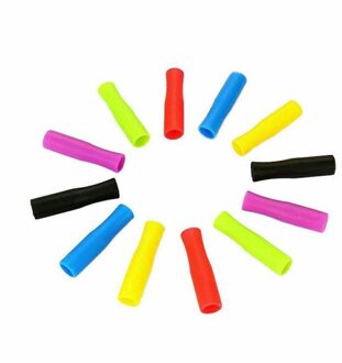 5Pcs Staal Drinkt Stro Cover Anti Burn Tanden Protector Bar Herbruikbare Siliconen Tip Cover Zuig Nozzle Stro Mouw