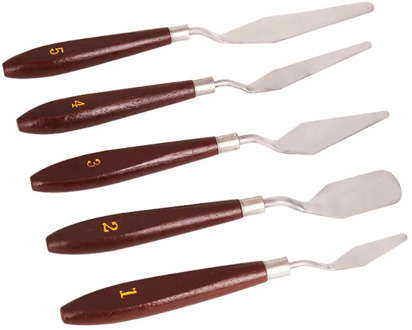5Pcs Stainless Steel Artist Painting Palette Knife Spatula Oil Painting Paint Art Craft Metal Spatula Set Mixed Scraper Set