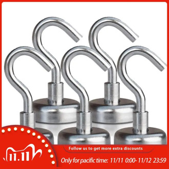 5pcs Stainless Steel Magnetic Hooks Powerful Hook Magnet Holder 10kg Suction Wall Hook Holder Support Hardware Magnetic Tool