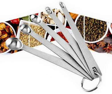 5Pcs Stainless Steel Mini Measuring Sauce Spoon Kitchen Tool Durable Accessories Stainless Steel Measuring Spoons Salt Spoons