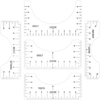 5Pcs T-shirt Uitlijning Heerser, craft Liniaal Met Guide Tool Voor Tekening Sjabloon Craft Tool Set Naaien Accessoire transparant