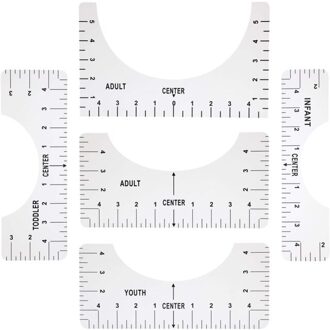 5Pcs T-shirt Uitlijning Heerser, craft Liniaal Met Guide Tool Voor Tekening Sjabloon Craft Tool Set Naaien Accessoire wit