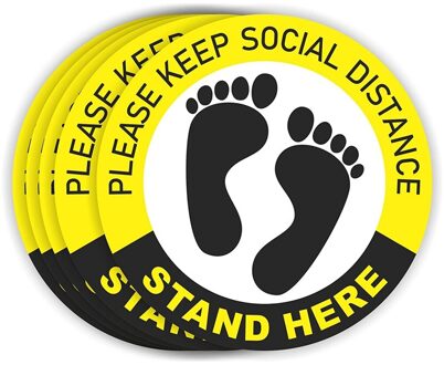 5Pcs Tapijt-Stijl Sociale Wandelen Floor Decals 12-Inch Geschikt Voor Winkelcentra Queuing Antislip veiligheid Borden