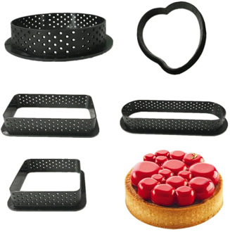 5Pcs Tart Mold Ring Mousse Circle Cutter Kitchen Decorating French Dessert DIY Cake Mold Perforated Non Stick Bakeware Cake Tool