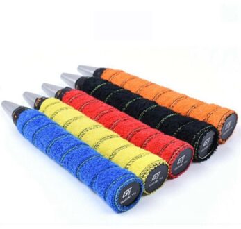 5Pcs Tennis Badminton Racket Anti-Slip Overgrips Katoenen Handdoek Grips Tape Zweet Absorberende Grip Wrap Zweetband 5 kleur