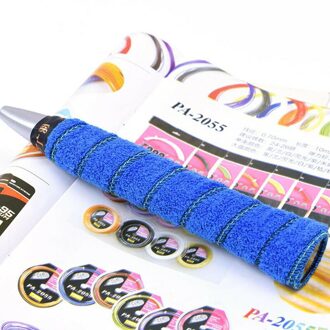 5Pcs Tennis Badminton Racket Anti-Slip Overgrips Katoenen Handdoek Grips Tape Zweet Absorberende Grip Wrap Zweetband blauw