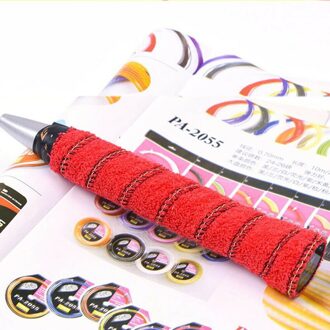 5Pcs Tennis Badminton Racket Anti-Slip Overgrips Katoenen Handdoek Grips Tape Zweet Absorberende Grip Wrap Zweetband rood