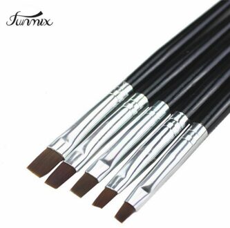 5Pcs Tiny Nail Art Acryl UV Gel Pen Schilderen Platte Borstel Set Tool