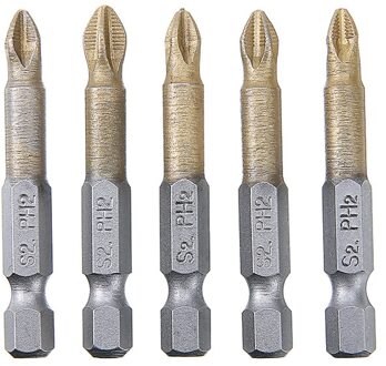 5pcs Titanium Coated PH2 Elektrische Schroevendraaier Bits 1/4 "Hex Shank Anti Slip Voor ElectricianMechanic Reparatie Werk