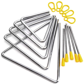 5PCS Triple-Cornered Musical Instruments Band Percussion Musical Triple-Cornered Triangolo for Children 4/5/6/7/8/ Inch
