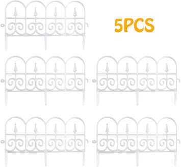 5Pcs Tuin Grens Decoratieve Hek Rand Outdoor Plant Grenzend Gazon Rand Hek Voor Tuin Decor Flexibele Ej wit