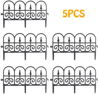 5Pcs Tuin Grens Decoratieve Hek Rand Outdoor Plant Grenzend Gazon Rand Hek Voor Tuin Decor Flexibele Ej zwart