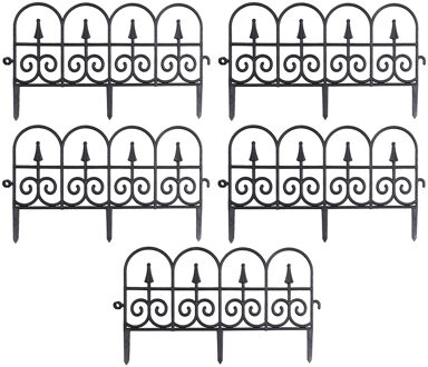 5Pcs Tuin Hek Plastic Hek Geplaatst In De Grond Hek Tuin Grens Rand Tuin Decoratie Bruiloft Decoratieve Hek 3M zwart 5stk