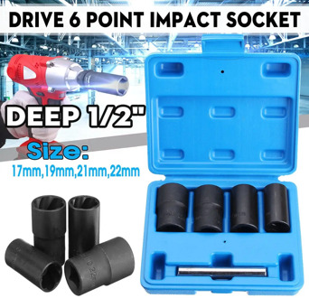 5Pcs Twist Socket Set 1/2inch Drive Locking Wheel Nut Remover Set Bolt Stud Extractor 17mm 19mm 21mm 22mm