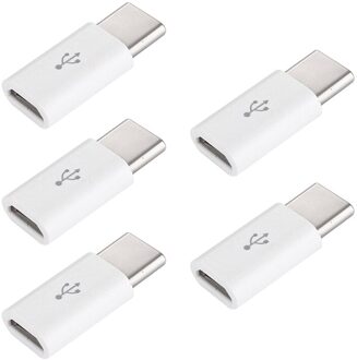5Pcs Type-C Adapter Usb C Naar Micro Usb Kabel Legering Micro Usb Male Naar Type C Vrouwelijke adapter Converter Connector Voor Telefoon Tablet 5stk wit