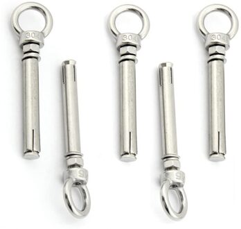 5Pcs Uitbreiding Eye Bolt Schroeven Met Rvs Lifting Ring Roestvrij Staal Expansie Schroef Bolt Eyebolt Expansie Schroef M8 60MM
