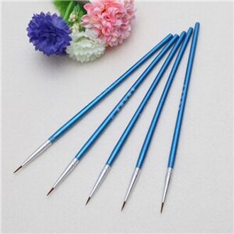 5Pcs Uitstekende Nylon Borstel Haak Lijn Pen Kunstenaar Aquarel Acryl Schilderij Tekening Art Pen Kwast Nylon borstel blauw
