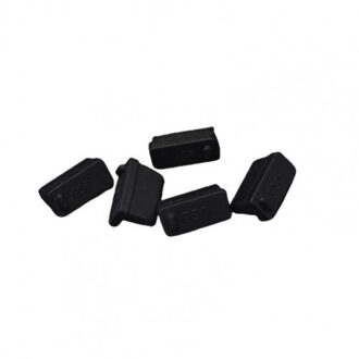 5Pcs Usb Stof Plug Charger Port Cover Cap Vrouwelijke Jack Interface Universal Siliconen Stofdicht Protector Tablet Pc Notebook Laptop zwart