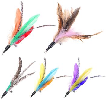 5Pcs Veer Vervanging Hoofd Wand Speelgoed Voor Kat Kitten Kleurrijke Interactieve Huisdier Producten