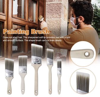 5Pcs Verf Borstel Met Houten Handvat Voor Olie Houtbewerking Verf Tool Schilderij Borstels Set Kunstenaar Penselen