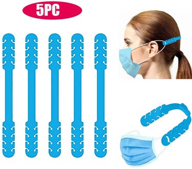 5Pcs Verstelbare Antislip Masker Haken Extension Gesp Beschermen-Slip Masker Oor Grips Extension Gesp masker Accessoires blauw