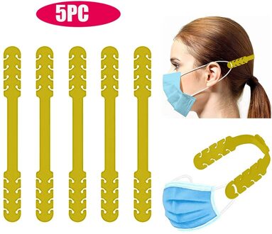 5Pcs Verstelbare Antislip Masker Haken Extension Gesp Beschermen-Slip Masker Oor Grips Extension Gesp masker Accessoires geel