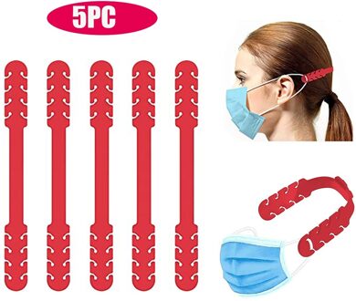 5Pcs Verstelbare Antislip Masker Haken Extension Gesp Beschermen-Slip Masker Oor Grips Extension Gesp masker Accessoires rood