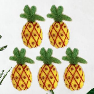 5Pcs Vilt Broche Schattige Ananas Vormige Breastpins Kids Broche Corsage Kleding (Geel)