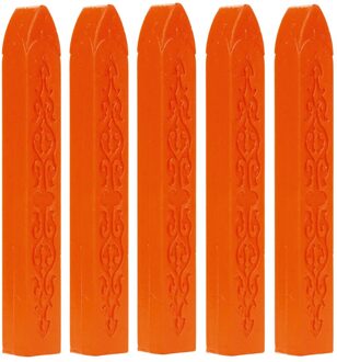 5Pcs Vintage Manuscript Afdichting Afdichting Wax Sticks Wicks Voor Port Brief Decorating Enveloppen Pakketten Uitnodigingen Ansichtkaarten # Yy Oranje