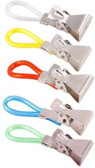 5Pcs Wasknijpers Rvs Wasknijpers Kleurrijke Wasserij Thee Handdoek Opknoping Clips Loops Handdoek Clips Keuken Badkamer Clips