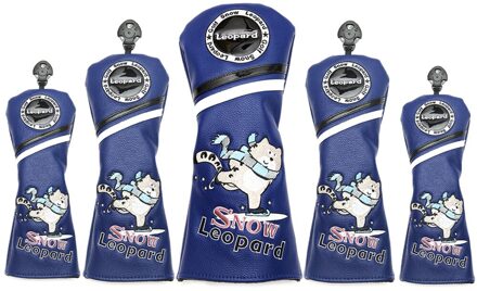 5Pcs Wit Huskie Pu Leer Golf Club Head Cover Voor 1 #3 #5 #7 # Driver fw Fairway Wood Hybird Headcover luipaard 1D 2FW 2H