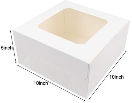 5Pcs Wit Papier Bakkerij Dozen Met Venster Dessert Cake Dozen Gebak Cake Verpakking Dozen Dessert Afhalen Dozen 10X10X5 Inches