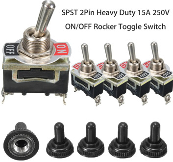 5Pcs x SPST 2Pin Heavy 15A 250V ON/OFF Rocker Toggle Switch Waterproof Boot Toggle Switch Rocker Switch