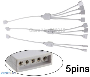 5Pin RGBW Spiltter Connector HUB 1 to 2 3 4 Splitter Female Extension Wire Cable For RGBWW LED Strip SMD 5050