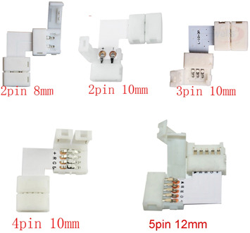 5set L Shape 2pin 3pin 4pin 5pin LED Connector For connecting corner right angle 5050 SMD RGB RGBW 3528 2811 2812 LED Strip