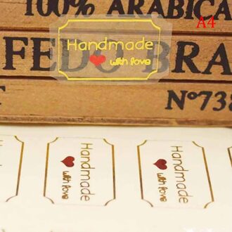 5Sheets = 100 Stks/partij Dank U, Handgemaakt Met Liefde, verklaring Brief Polygon Kraftpapier Zelfklevende Stickers Verpakking Label A4