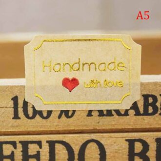 5Sheets = 100 Stks/partij Dank U, Handgemaakt Met Liefde, verklaring Brief Polygon Kraftpapier Zelfklevende Stickers Verpakking Label A5