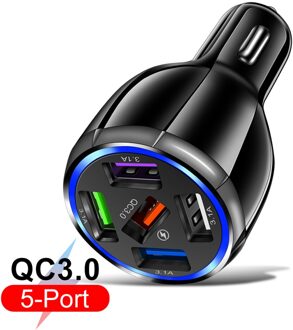 5USB QC3.0 Autolader 3.1A Led Display Usb Telefoon Oplader Auto-Oplader Voor Mobiele Telefoon Fast Quick Opladen Adapter autolader wit