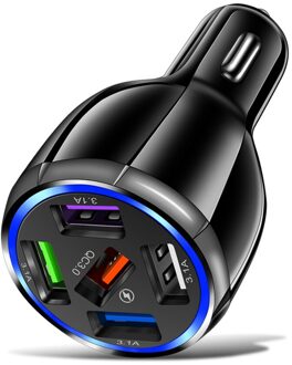 5USB QC3.0 Autolader 3.1A Multi Poorten Mobiele Telefoon Fast Quick Opladen Usb-poorten Mini Fast Charger Met 5 Poorten auto Accessoire zwart