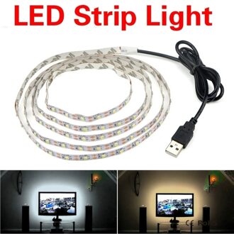 5V 1 M/2 M USB Kabel Power LED strip licht lamp Kerst bureau Decor lamp tape Voor TV Achtergrond Verlichting 1M- wit