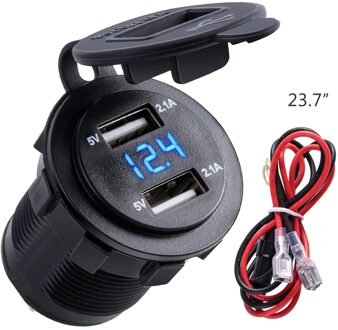 5V 2.1A Dual Poorten Usb Charger Socket Ingebouwde Led Voltmeter Met Een 10A Ingebouwde Zekering Voor dc 12-24V Auto Boot Marine Motorcycle blauw