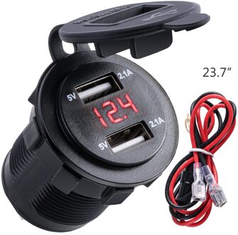 5V 2.1A Dual Poorten Usb Charger Socket Ingebouwde Led Voltmeter Met Een 10A Ingebouwde Zekering Voor dc 12-24V Auto Boot Marine Motorcycle rood